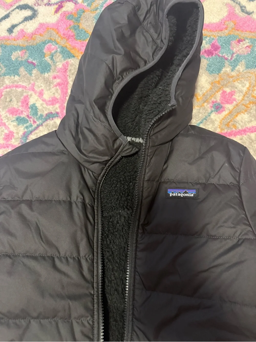 Patagonia Kids Black Hooded Puffer Jacket